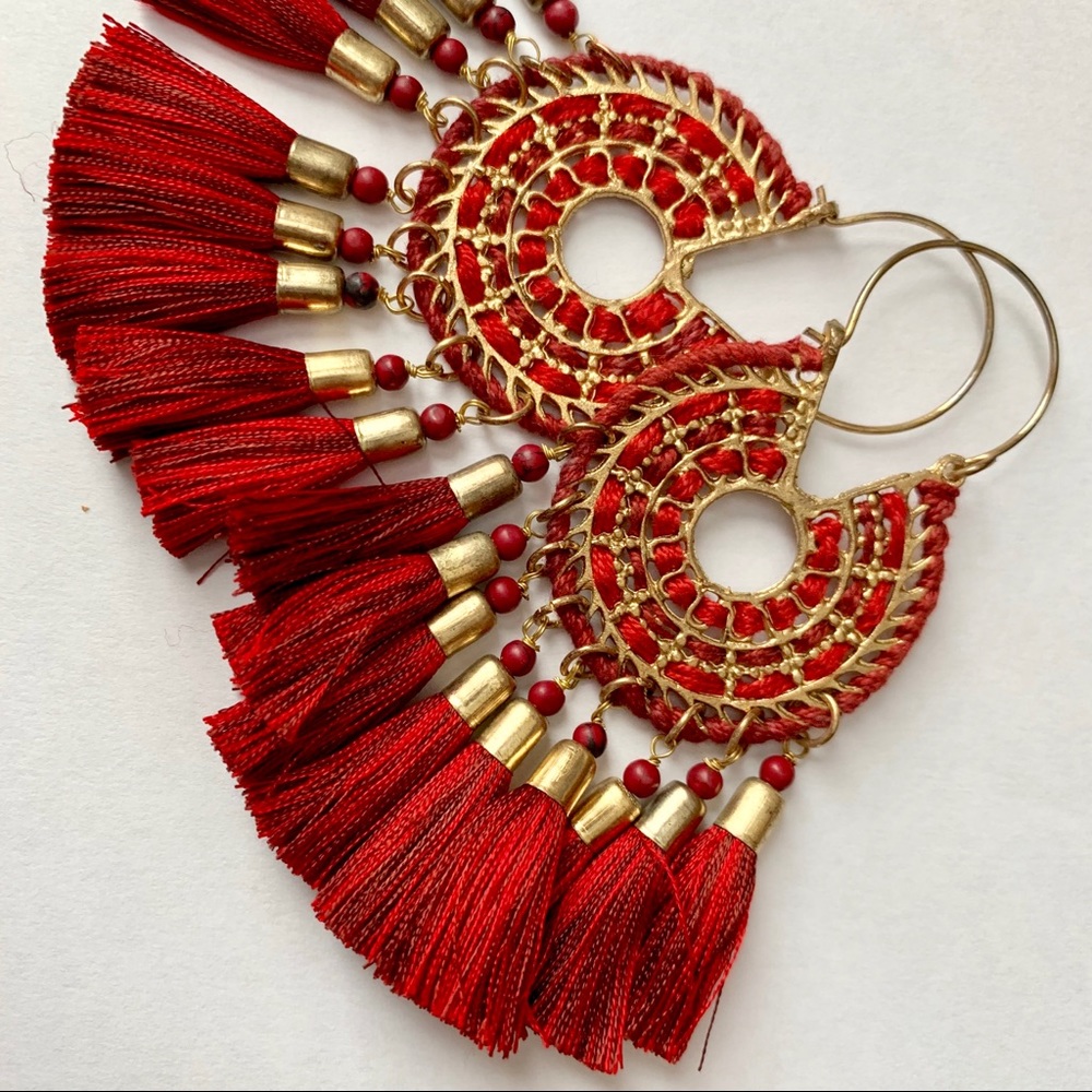 ♥️♥️♥️ Red Tassels Earrings ♥️♥️♥️ - Picture 5 of 6